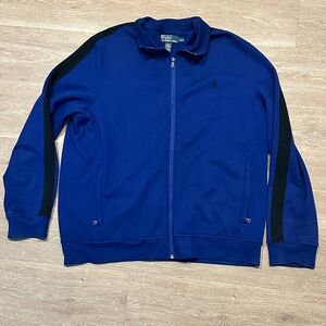 Polo Ralph Lauren Track Jacket Mens XXL Blue Black Stripe Full Zip Cotton